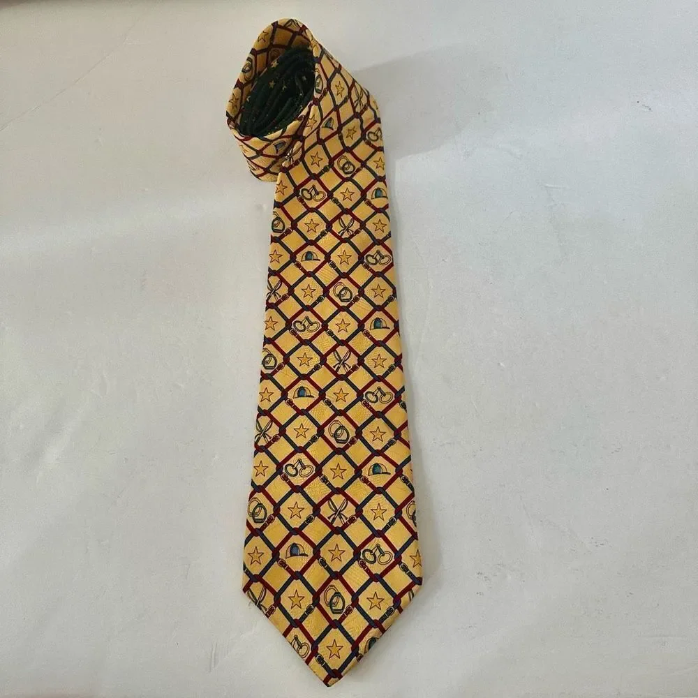 Tommy Hilfiger yellow silk pattern tie